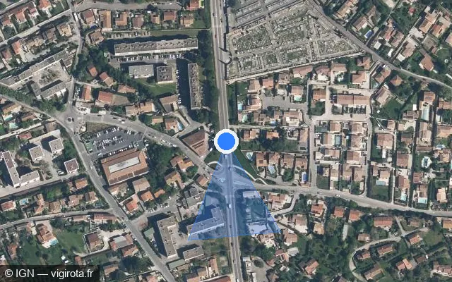 Vue satellite de l'emplacement du radar tourelle à Saint-Chamas