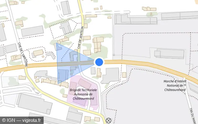 Vue plan de l'emplacement du radar tourelle à Châteaurenard