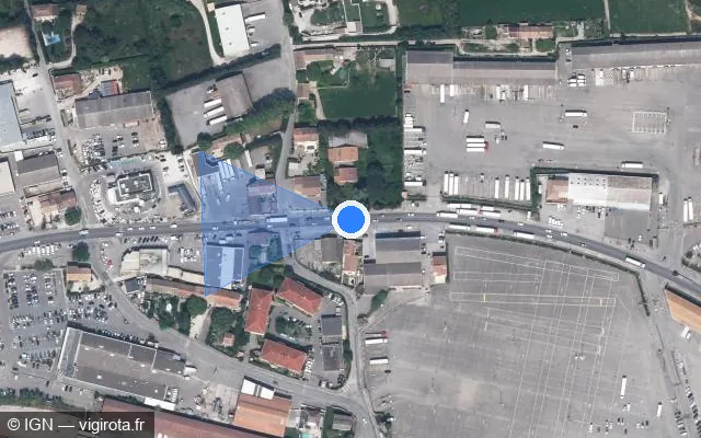 Vue satellite de l'emplacement du radar tourelle à Châteaurenard