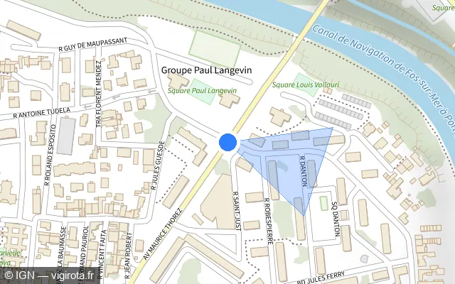 Vue plan de l'emplacement du radar tourelle à Port-de-Bouc