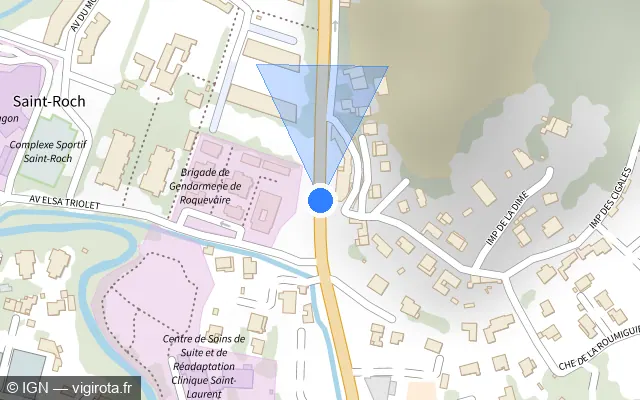 Vue plan de l'emplacement du radar tourelle à Roquevaire