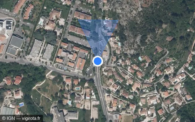 Vue satellite de l'emplacement du radar tourelle à Roquevaire