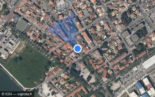 Vue satellite de l'emplacement du radar tourelle à Port-Saint-Louis-du-Rhône