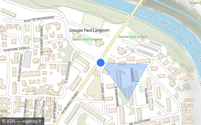 Vue plan de l'emplacement du radar tourelle à Port-de-Bouc