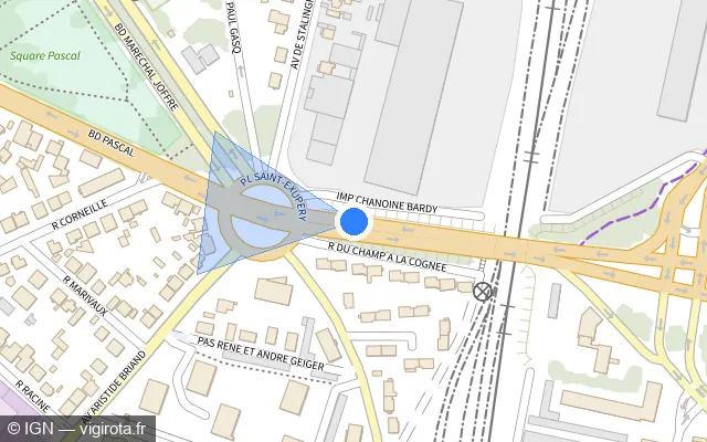 Vue plan de l'emplacement du radar urbain à Dijon