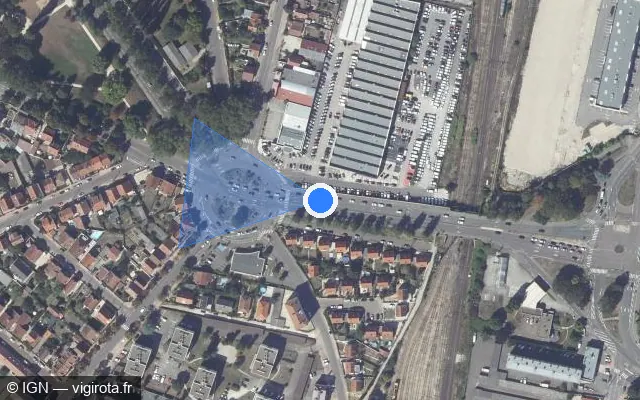 Vue satellite de l'emplacement du radar urbain à Dijon