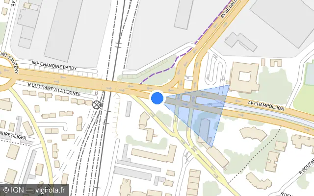 Vue plan de l'emplacement du radar urbain à Dijon