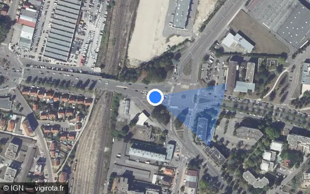 Vue satellite de l'emplacement du radar urbain à Dijon