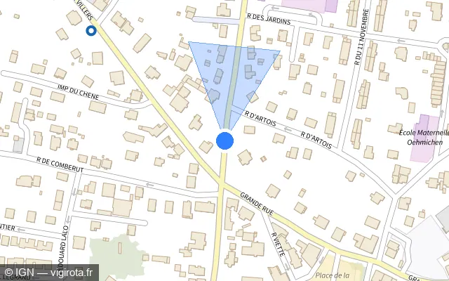 Vue plan de l'emplacement du radar urbain à Valentigney