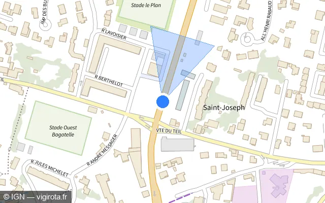 Vue plan de l'emplacement du radar de feu rouge à Montélimar