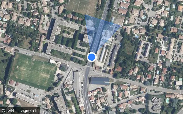 Vue satellite de l'emplacement du radar de feu rouge à Montélimar