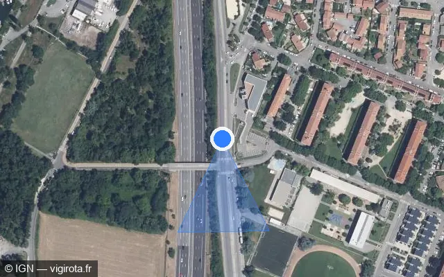 Vue satellite de l'emplacement du radar de feu rouge à Guilherand-Granges