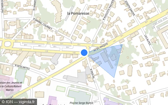 Vue plan de l'emplacement du radar de feu rouge à Romans-sur-Isère