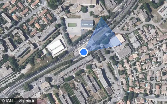Vue satellite de l'emplacement du radar tourelle à Nîmes