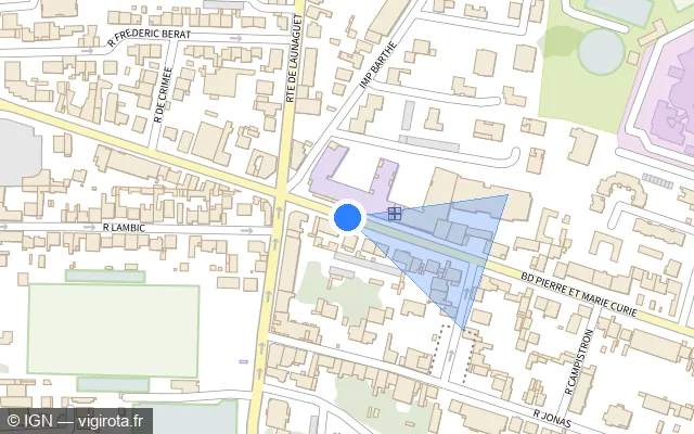 Vue plan de l'emplacement du radar urbain à Toulouse