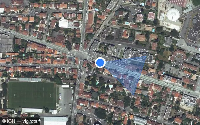 Vue satellite de l'emplacement du radar urbain à Toulouse