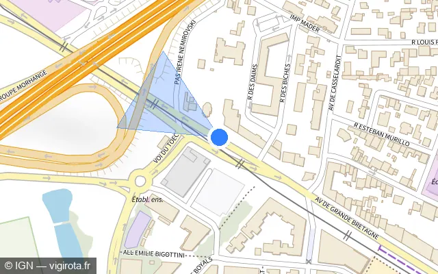 Vue plan de l'emplacement du radar urbain à Toulouse