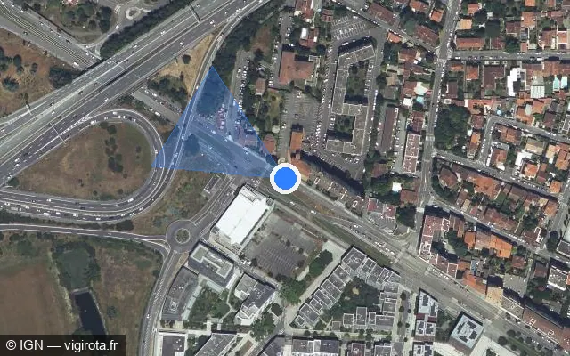 Vue satellite de l'emplacement du radar urbain à Toulouse