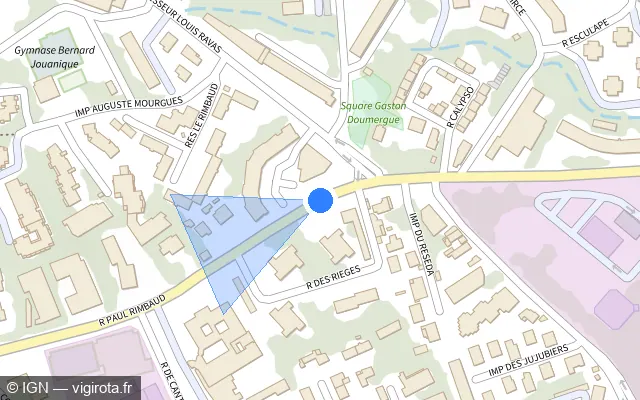 Vue plan de l'emplacement du radar tourelle à Montpellier