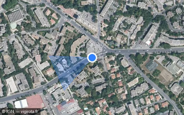 Vue satellite de l'emplacement du radar tourelle à Montpellier