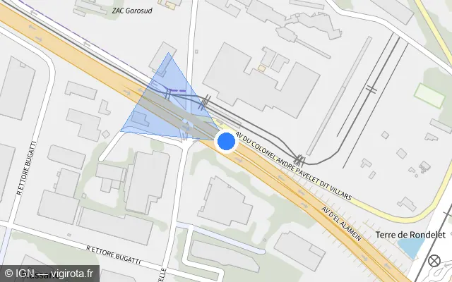 Vue plan de l'emplacement du radar urbain à Lattes