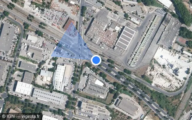 Vue satellite de l'emplacement du radar urbain à Lattes