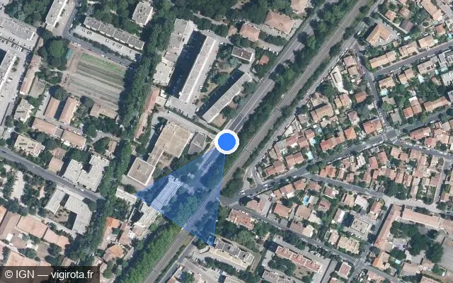 Vue satellite de l'emplacement du radar urbain à Montpellier