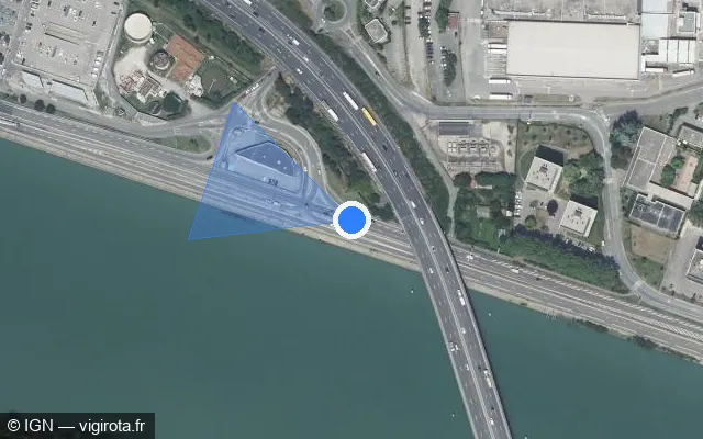 Vue satellite de l'emplacement du radar de feu rouge à Saint-Romain-en-Gal