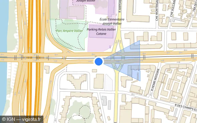 Vue plan de l'emplacement du radar de feu rouge à Grenoble
