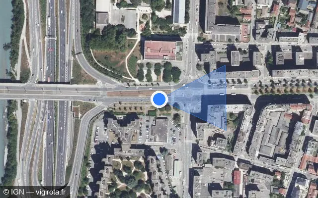 Vue satellite de l'emplacement du radar de feu rouge à Grenoble