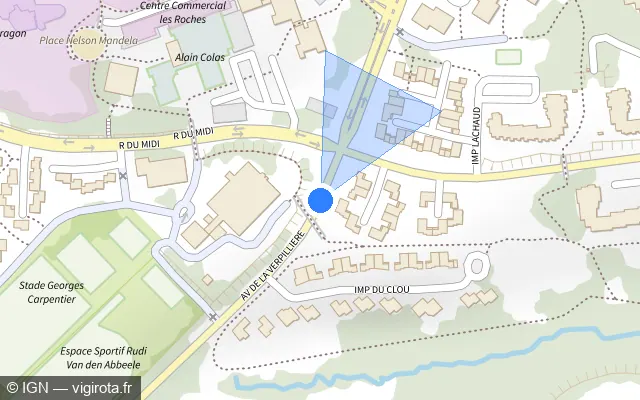 Vue plan de l'emplacement du radar tourelle à Villefontaine