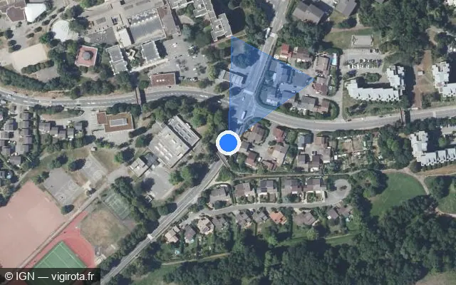 Vue satellite de l'emplacement du radar tourelle à Villefontaine