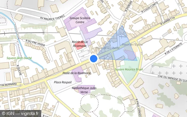 Vue plan de l'emplacement du radar de feu rouge à La Ricamarie