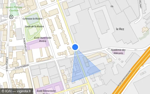 Vue plan de l'emplacement du radar de feu rouge à La Ricamarie