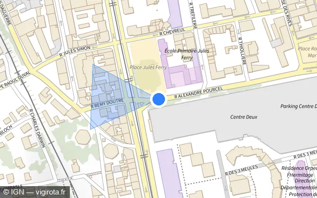 Vue plan de l'emplacement du radar tourelle à Saint-Étienne