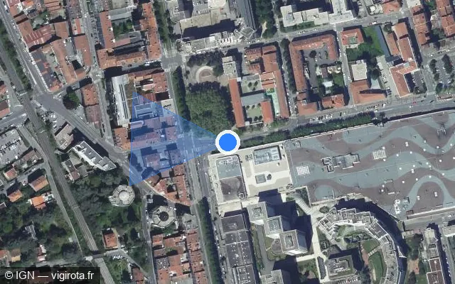 Vue satellite de l'emplacement du radar tourelle à Saint-Étienne