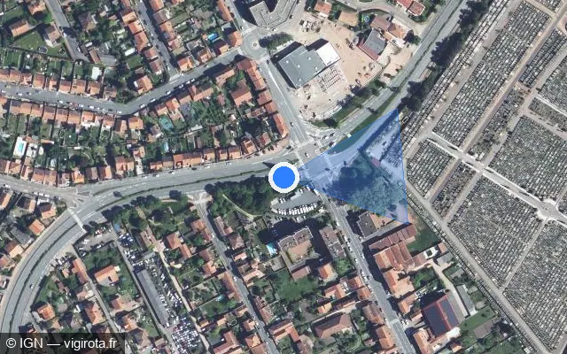 Vue satellite de l'emplacement du radar tourelle à Roanne