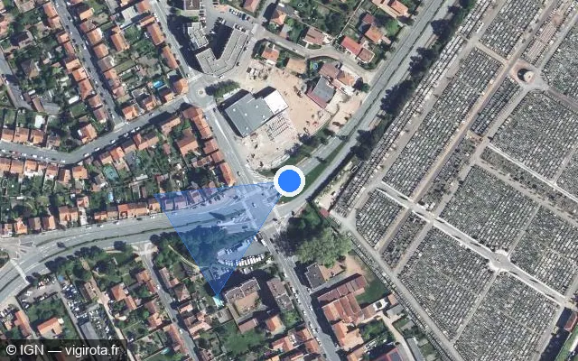 Vue satellite de l'emplacement du radar tourelle à Roanne