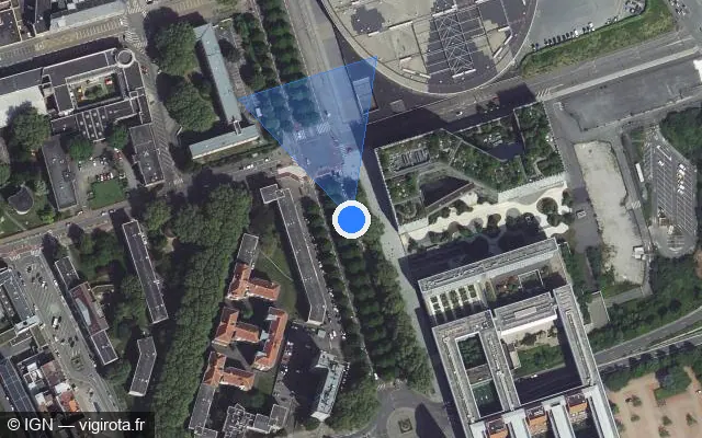 Vue satellite de l'emplacement du radar tourelle à Lille