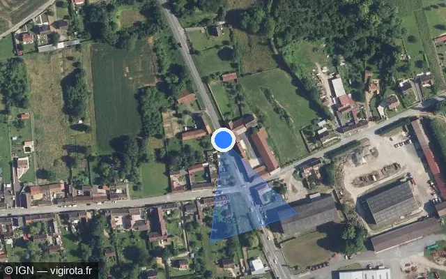 Vue satellite de l'emplacement du radar tourelle à Braisnes-sur-Aronde