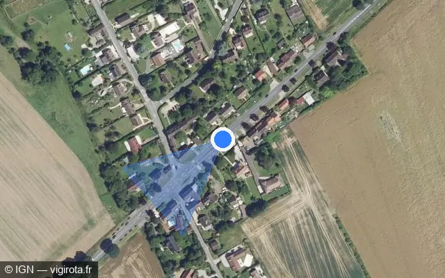 Vue satellite de l'emplacement du radar tourelle à Villers-Saint-Frambourg-Ognon