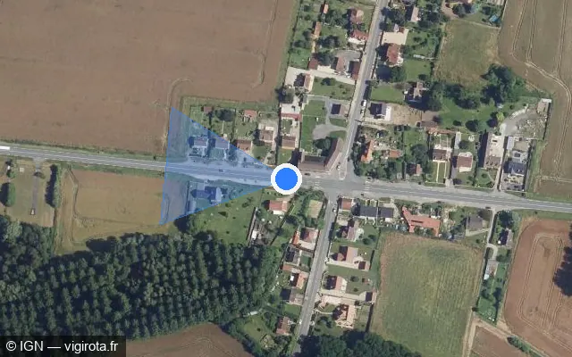 Vue satellite de l'emplacement du radar tourelle à Couloisy