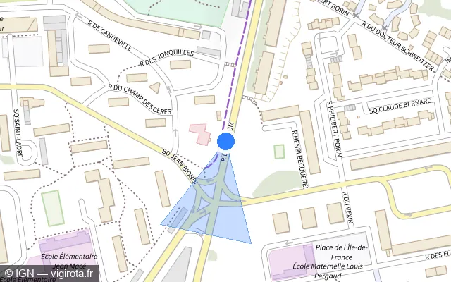 Vue plan de l'emplacement du radar tourelle à Creil