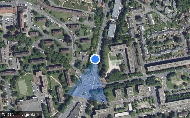 Vue satellite de l'emplacement du radar tourelle à Creil