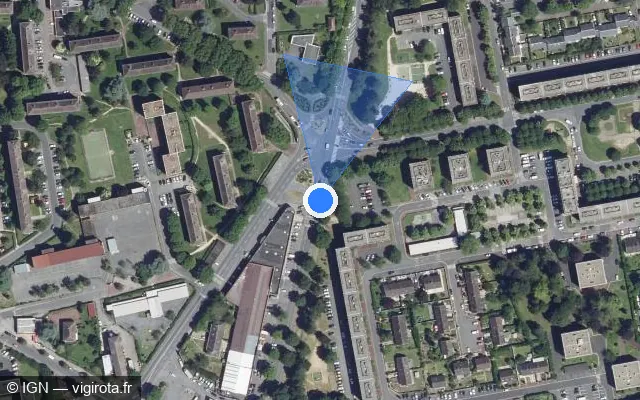 Vue satellite de l'emplacement du radar tourelle à Creil
