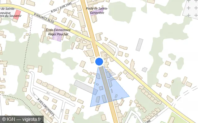 Vue plan de l'emplacement du radar tourelle à Sainte-Geneviève