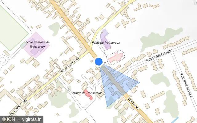 Vue plan de l'emplacement du radar tourelle à Troissereux