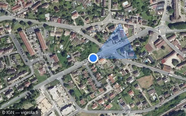 Vue satellite de l'emplacement du radar tourelle à Saint-Leu-d'Esserent