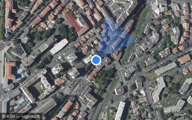 Vue satellite de l'emplacement du radar de feu rouge à Clermont-Ferrand