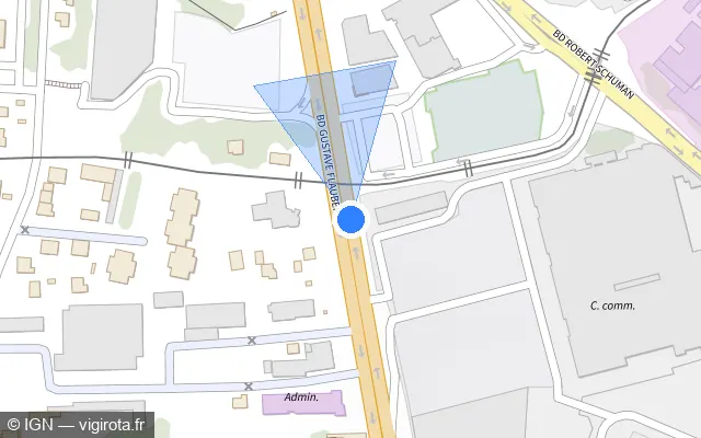 Vue plan de l'emplacement du radar de feu rouge à Aubière